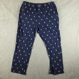 POLO RALPH LAUREN Pants Mens XL Blue Pajama Pony All Over Print Lounge Cotton